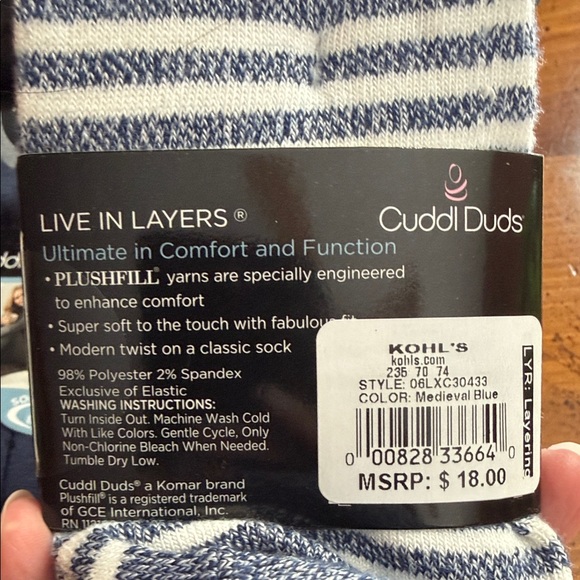Cuddl Duds Women’sPlushfill Socks - Blue and Gray - Picture 6 of 6